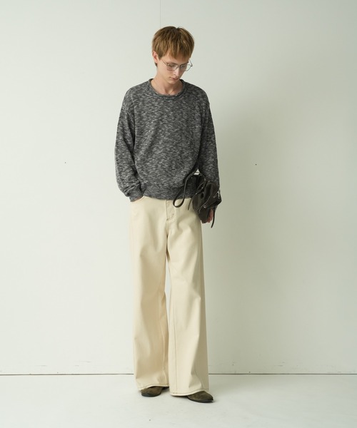 Adoon plain(アドーンプレーン)の「CURL SLUB BASIC KNIT / カールスラブベーシックニット(ニット/セーター・メンズ・チャコールグレー/ライトグレー/ボルドー・MEDIUM/LARGE)」の5枚目の写真