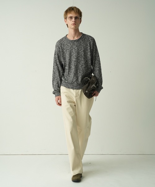 Adoon plain(アドーンプレーン)の「CURL SLUB BASIC KNIT / カールスラブベーシックニット(ニット/セーター・メンズ・チャコールグレー/ライトグレー/ボルドー・MEDIUM/LARGE)」の6枚目の写真