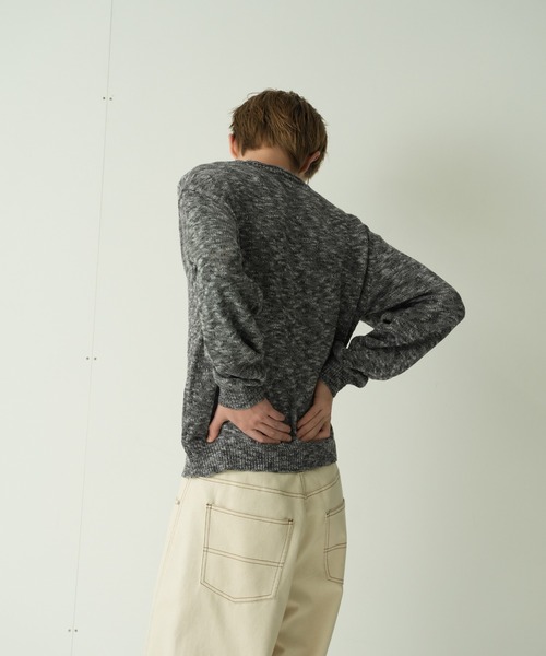 Adoon plain(アドーンプレーン)の「CURL SLUB BASIC KNIT / カールスラブベーシックニット(ニット/セーター・メンズ・チャコールグレー/ライトグレー/ボルドー・MEDIUM/LARGE)」の10枚目の写真