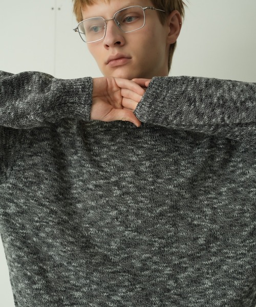 Adoon plain(アドーンプレーン)の「CURL SLUB BASIC KNIT / カールスラブベーシックニット(ニット/セーター・メンズ・チャコールグレー/ライトグレー/ボルドー・MEDIUM/LARGE)」の12枚目の写真