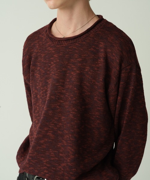 Adoon plain(アドーンプレーン)の「CURL SLUB BASIC KNIT / カールスラブベーシックニット(ニット/セーター・メンズ・チャコールグレー/ライトグレー/ボルドー・MEDIUM/LARGE)」の14枚目の写真
