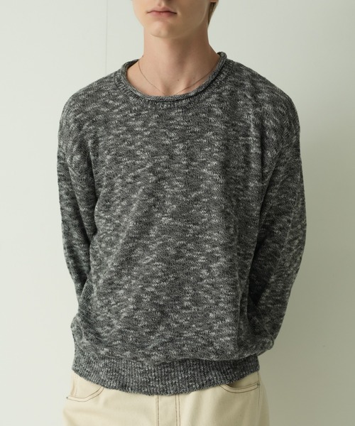 Adoon plain(アドーンプレーン)の「CURL SLUB BASIC KNIT / カールスラブベーシックニット(ニット/セーター・メンズ・チャコールグレー/ライトグレー/ボルドー・MEDIUM/LARGE)」の19枚目の写真