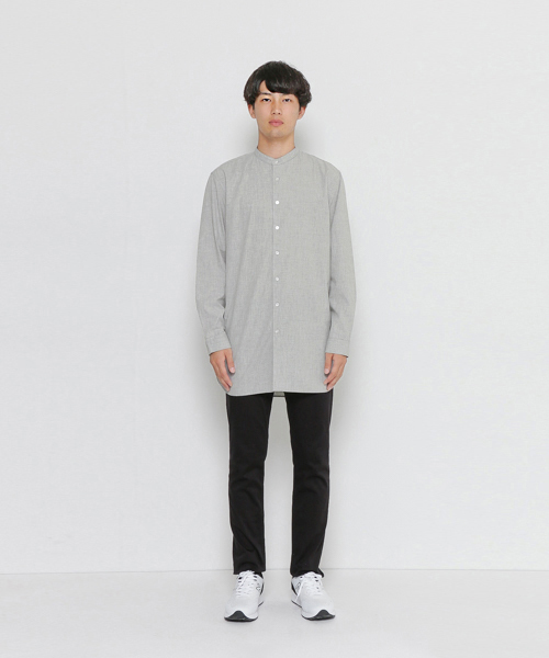 SENSE OF PLACE by URBAN RESEARCH（センスオブプレイスバイアーバンリサーチ）の「スタンドカラーロングシャツ（シャツ/ブラウス・メンズ・グレー/ホワイト・LARGE/MEDIUM）」の14枚目の写真