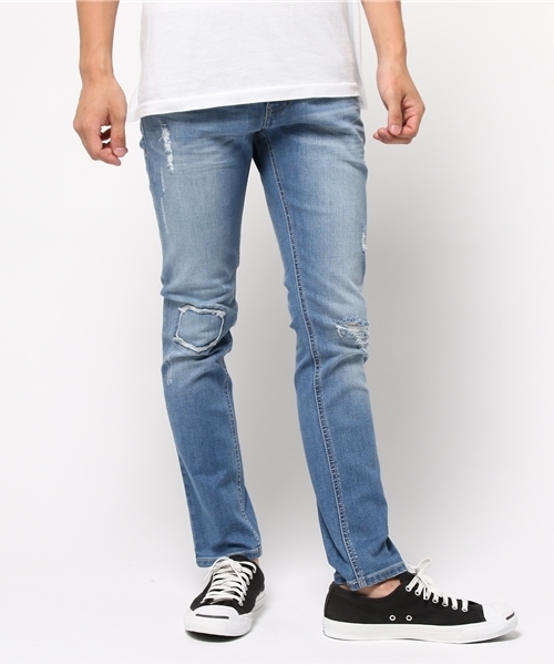 VENCEEXCHANGE(ヴァンスエクスチェンジ)の「リペアーデニムスキニーパンツ(デニムパンツ・メンズ・ネイビー/ブルー・MEDIUM/SMALL/LARGE)」の2枚目の写真