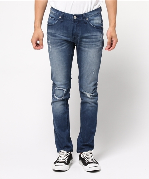 VENCEEXCHANGE(ヴァンスエクスチェンジ)の「リペアーデニムスキニーパンツ(デニムパンツ・メンズ・ネイビー/ブルー・MEDIUM/SMALL/LARGE)」の10枚目の写真