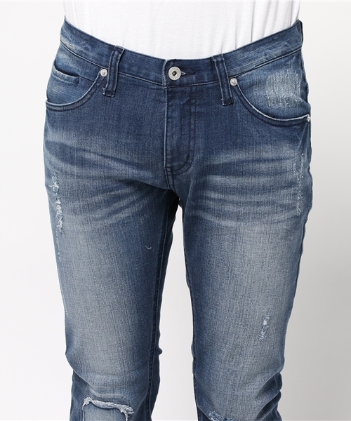 VENCEEXCHANGE(ヴァンスエクスチェンジ)の「リペアーデニムスキニーパンツ(デニムパンツ・メンズ・ネイビー/ブルー・MEDIUM/SMALL/LARGE)」の11枚目の写真