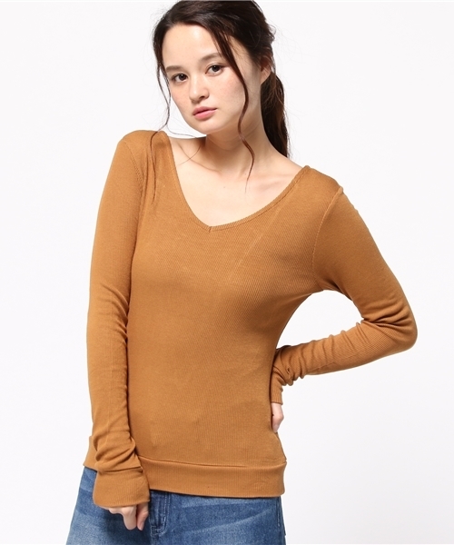MOUSSY(マウジー)の「2WAY LACE UP TOP J(Tシャツ/カットソー・レディース・ブラック/オフホワイト/キャメル/ワインレッド・FREE)」の8枚目の写真