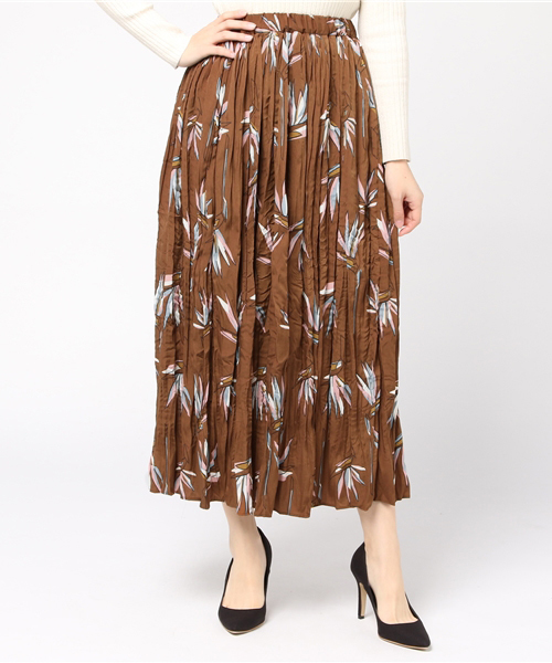 DouDou（ドゥドゥ）の「プリントギャザースカート（スカート・レディース・ホワイト/キャメル・FREE）」の11枚目の写真