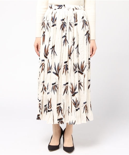 DouDou（ドゥドゥ）の「プリントギャザースカート（スカート・レディース・ホワイト/キャメル・FREE）」の3枚目の写真