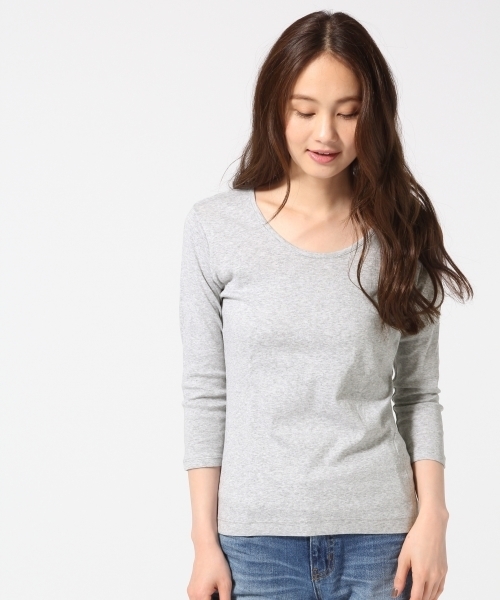 GLOBAL WORK（グローバルワーク）の「スーピマコットンUネック8分袖/734022（Tシャツ/カットソー・レディース・ブラック/その他/グレー/ホワイト・SMALL/MEDIUM/LARGE）」の3枚目の写真