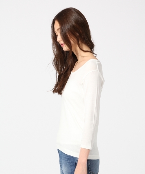 GLOBAL WORK（グローバルワーク）の「スーピマコットンUネック8分袖/734022（Tシャツ/カットソー・レディース・ブラック/その他/グレー/ホワイト・SMALL/MEDIUM/LARGE）」の5枚目の写真