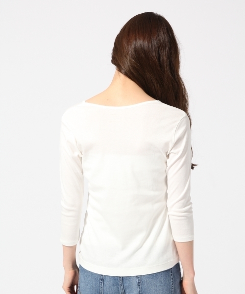 GLOBAL WORK（グローバルワーク）の「スーピマコットンUネック8分袖/734022（Tシャツ/カットソー・レディース・ブラック/その他/グレー/ホワイト・SMALL/MEDIUM/LARGE）」の6枚目の写真