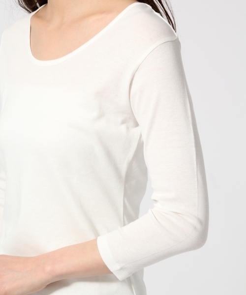 GLOBAL WORK（グローバルワーク）の「スーピマコットンUネック8分袖/734022（Tシャツ/カットソー・レディース・ブラック/その他/グレー/ホワイト・SMALL/MEDIUM/LARGE）」の8枚目の写真