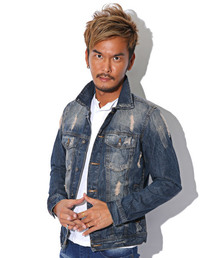 LUXSTYLE（ラグスタイル）の「ヴィンテージ加工ダメージデニムジャケット（デニムジャケット）」