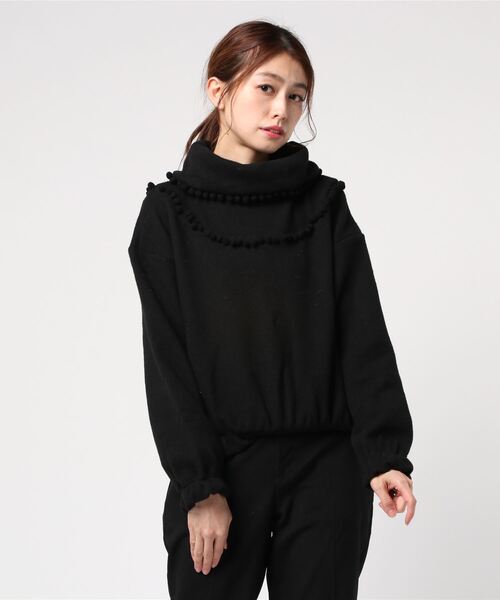 STYLEBLOCK（スタイルブロック）の「ポンポン付きタートルネックプルオーバーニットソーニットカットソー（ニット/セーター・レディース・マスタード/アイボリー/グレー/ブラック・M）」の3枚目の写真
