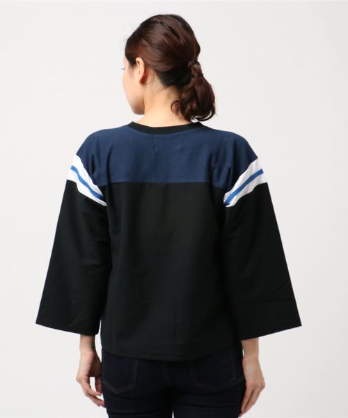 ivory court（アイボリーコート）の「フットボールTシャツ（Tシャツ/カットソー・レディース・ブラック/ブルー・FREE）」の3枚目の写真
