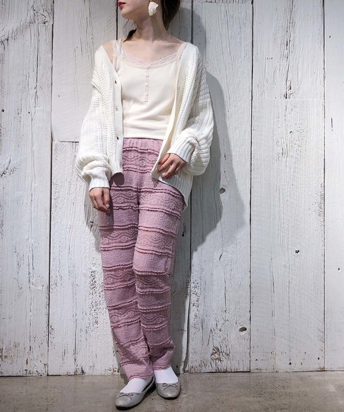 one after another NICE CLAUP（ワンアフターアナザーナイスクラップ）の「畦編みニットカーディガン（カーディガン/ボレロ・レディース・アイボリー/モカ/ミント/ピンク・FREE）」の20枚目の写真