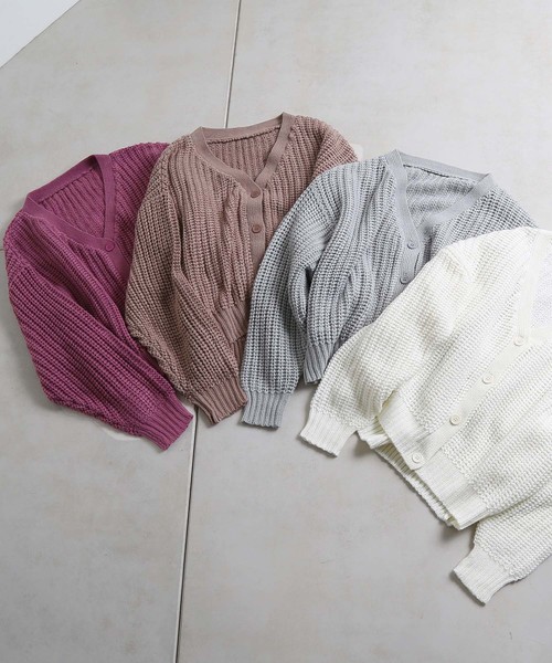 one after another NICE CLAUP（ワンアフターアナザーナイスクラップ）の「畦編みニットカーディガン（カーディガン/ボレロ・レディース・アイボリー/モカ/ミント/ピンク・FREE）」の5枚目の写真