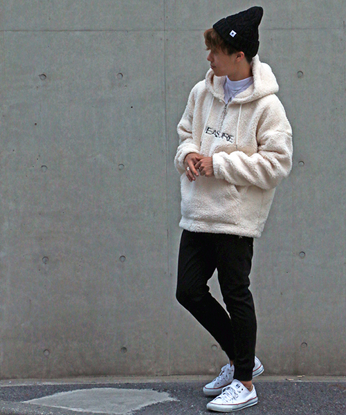 VENCEEXCHANGE（ヴァンスエクスチェンジ）の「ソフトボアハーフジップパーカー（パーカー・メンズ・ブラック/オフホワイト・MEDIUM/LARGE）」の15枚目の写真