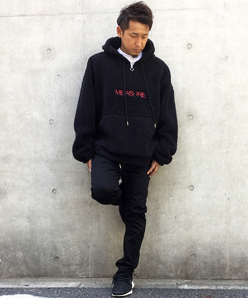 VENCEEXCHANGE（ヴァンスエクスチェンジ）の「ソフトボアハーフジップパーカー（パーカー・メンズ・ブラック/オフホワイト・MEDIUM/LARGE）」の4枚目の写真