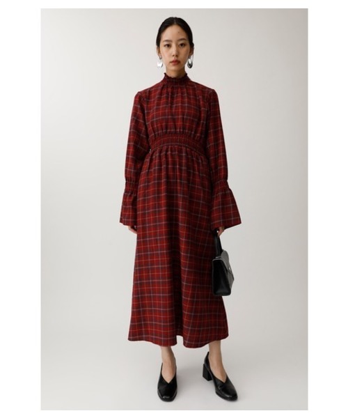 MOUSSY（マウジー）の「FLARE SLEEVE CHECK DRESS（ワンピース・レディース・ベージュ系その他/ブルー系その他/レッド系その他・1/2）」の3枚目の写真