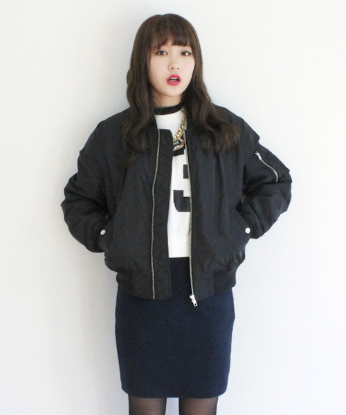 WEGO(ウィゴー)の「WEGO/MA-1ブルゾン(ブルゾン・レディース・ブラック/カーキ/ネイビー・FREE)」の2枚目の写真