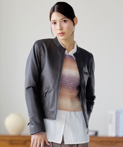 ラムレザーライダースジャケットシングル（ライダースジャケット