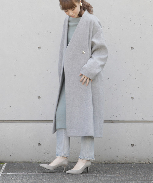 セール】辺見えみりさんコラボ ダブルクロスノーカラーコート（ノー