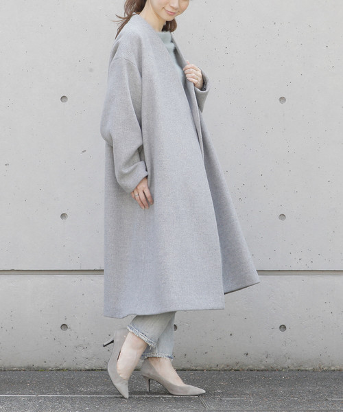 セール】辺見えみりさんコラボ ダブルクロスノーカラーコート（ノー