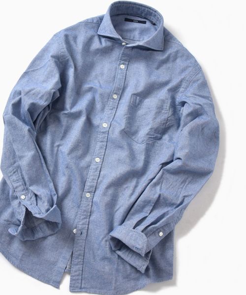 SHIPS（シップス）の「SC: ツイル セミワイド ソリッド ネルシャツ（シャツ/ブラウス・メンズ・ライトブルー/ネイビー/グレー・SMALL/MEDIUM/LARGE/X-LARGE）」の3枚目の写真