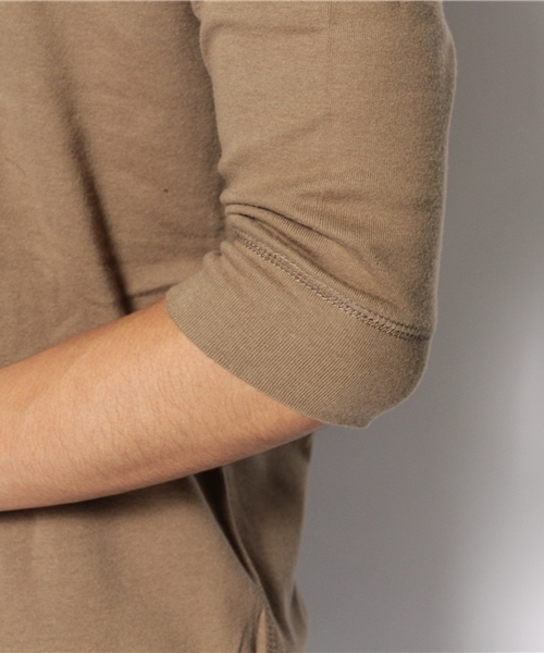WEGO（ウィゴー）の「WEGO/フライスVネック5分袖カットソー（Tシャツ/カットソー・メンズ・ブラウン・SMALL/LARGE）」の6枚目の写真