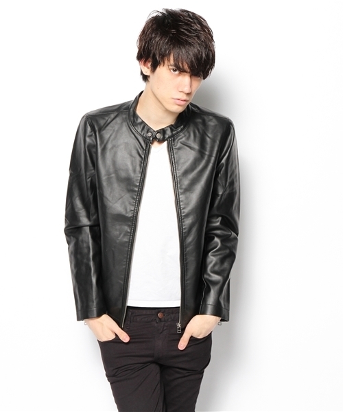 WEGO(ウィゴー)の「WEGO/フェイクレザーシングルライダースジャケット(ライダースジャケット・メンズ・ブラック/ブルー・MEDIUM/LARGE)」の8枚目の写真