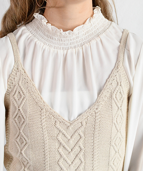 PairPair（ペアペア）の「【ZOZO限定アイテム】ニットビスチェ付きフリルネックブラウス（シャツ/ブラウス・レディース・ベージュ/ラベンダー・FREE）」の11枚目の写真