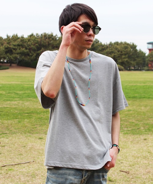 SHISKY（シスキー）の「無地BIG5分Tシャツ（Tシャツ/カットソー・メンズ・レッド/ブラック/杢グレー/チャコール/ロイヤルブルー/ネイビー/オフホワイト/カーキ・L/M/XL）」の18枚目の写真