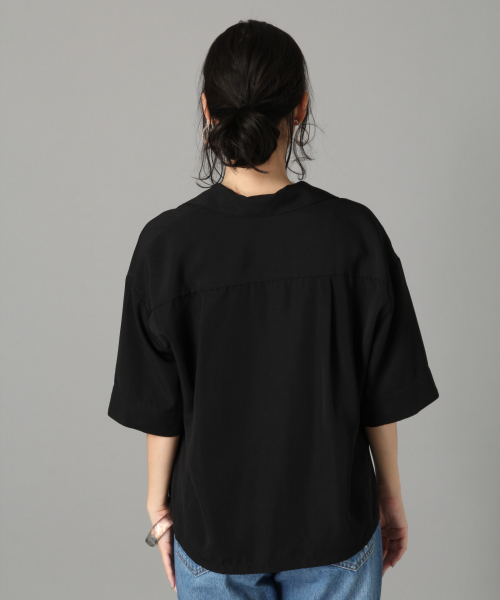 LOWRYS FARM（ローリーズファーム）の「コモンガラシャツＳＳ　833813（シャツ/ブラウス・レディース・アイボリー/ブラック/ベージュ/ネイビー・FREE）」の9枚目の写真