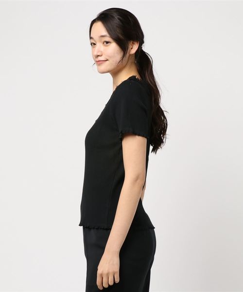 DISCOAT(ディスコート)の「△リブヒゲレースプルオーバー/メロウプルオーバー(Tシャツ/カットソー・レディース・ブラック/ライトグレー/オフホワイト/グレー系その他・FREE)」の6枚目の写真