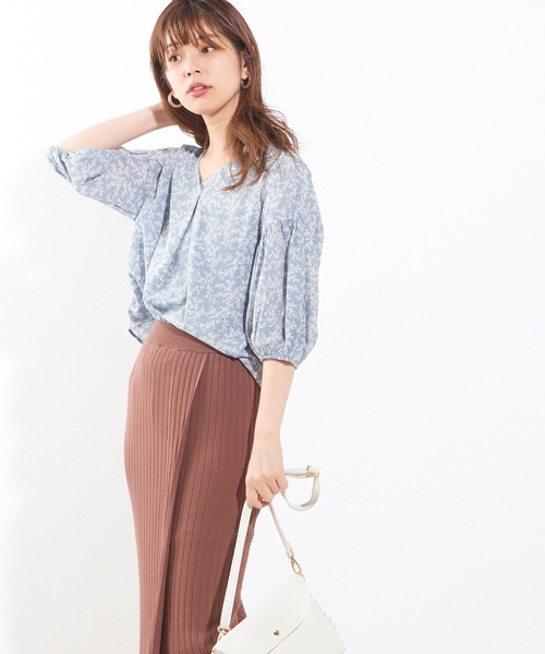 natural couture（ナチュラルクチュール）の「プチプラバックねじりブラウス（シャツ/ブラウス・レディース・アイボリー/ベージュ/ミント/ストライプ/ベージュ系その他/サックスブルー・FREE）」の5枚目の写真