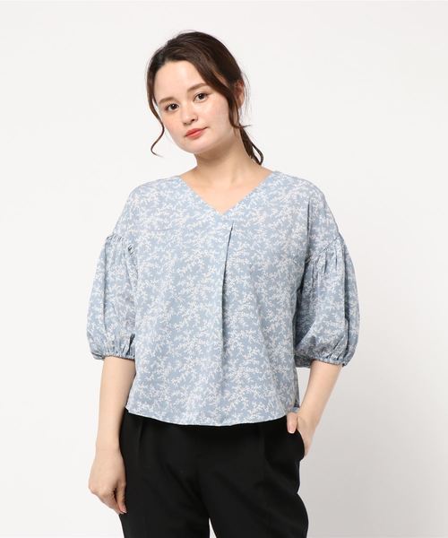 natural couture（ナチュラルクチュール）の「プチプラバックねじりブラウス（シャツ/ブラウス・レディース・アイボリー/ベージュ/ミント/ストライプ/ベージュ系その他/サックスブルー・FREE）」の13枚目の写真