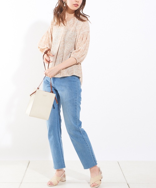 natural couture（ナチュラルクチュール）の「プチプラバックねじりブラウス（シャツ/ブラウス・レディース・アイボリー/ベージュ/ミント/ストライプ/ベージュ系その他/サックスブルー・FREE）」の14枚目の写真