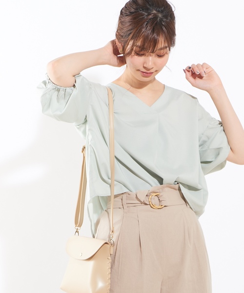 natural couture（ナチュラルクチュール）の「プチプラバックねじりブラウス（シャツ/ブラウス・レディース・アイボリー/ベージュ/ミント/ストライプ/ベージュ系その他/サックスブルー・FREE）」の22枚目の写真