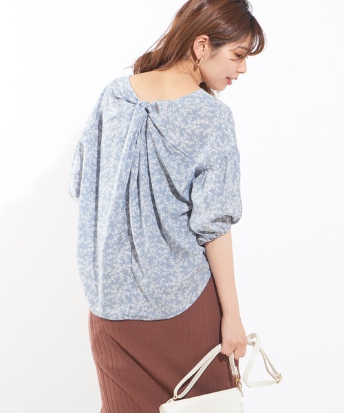 natural couture（ナチュラルクチュール）の「プチプラバックねじりブラウス（シャツ/ブラウス・レディース・アイボリー/ベージュ/ミント/ストライプ/ベージュ系その他/サックスブルー・FREE）」の19枚目の写真