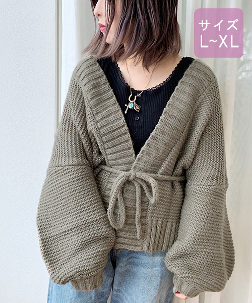 apres jour(アプレジュール)の「【大きいサイズ】手編み風トッパーカーディガン【ZOZOTOWN限定アイテム】19AW★(カーディガン/ボレロ・レディース・カーキ/モカ/ラベンダー/ライトベージュ・X-LARGE)」の1枚目の写真