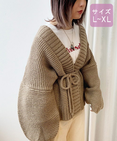 apres jour(アプレジュール)の「【大きいサイズ】手編み風トッパーカーディガン【ZOZOTOWN限定アイテム】19AW★(カーディガン/ボレロ・レディース・カーキ/モカ/ラベンダー/ライトベージュ・X-LARGE)」の7枚目の写真