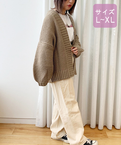apres jour(アプレジュール)の「【大きいサイズ】手編み風トッパーカーディガン【ZOZOTOWN限定アイテム】19AW★(カーディガン/ボレロ・レディース・カーキ/モカ/ラベンダー/ライトベージュ・X-LARGE)」の11枚目の写真