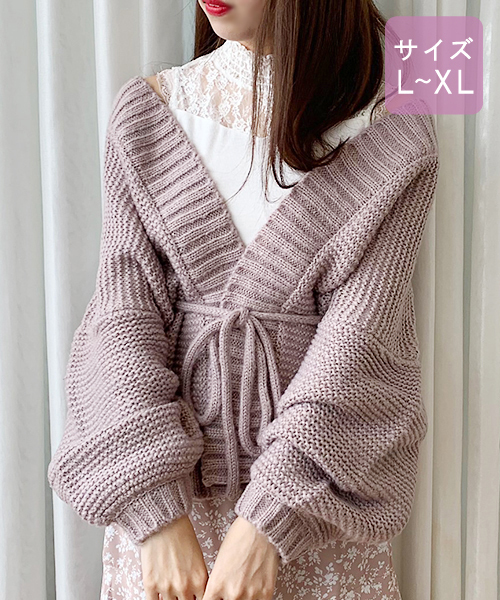 apres jour(アプレジュール)の「【大きいサイズ】手編み風トッパーカーディガン【ZOZOTOWN限定アイテム】19AW★(カーディガン/ボレロ・レディース・カーキ/モカ/ラベンダー/ライトベージュ・X-LARGE)」の13枚目の写真