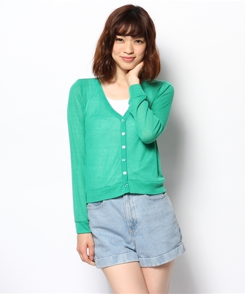 WEGO（ウィゴー）の「WEGO/Vネックカーディガン（カーディガン/ボレロ・レディース・ホワイト/ライトイエロー/レッド/グリーン・FREE）」の3枚目の写真