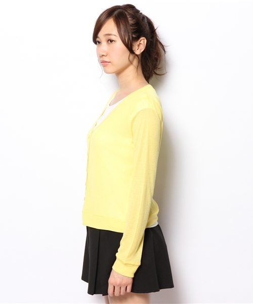 WEGO（ウィゴー）の「WEGO/Vネックカーディガン（カーディガン/ボレロ・レディース・ホワイト/ライトイエロー/レッド/グリーン・FREE）」の8枚目の写真