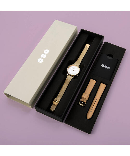 KOMONO.（コモノ）の「「KOMONO　コモノ」腕時計 【替えベルトセット】ハーロウ ゴールド メッシュ + シナモンストラップセット（アナログ腕時計・メンズ・ゴールド系その他・FREE）」の10枚目の写真