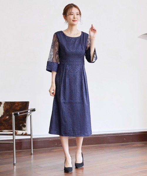 DRESS STAR(ドレス スター)の「結婚式ワンピースダマスク柄ミモレ丈、ドレス(ドレス・レディース・グレー/ブラック/ワインレッド/ネイビー/アッシュグレー/グリーン・L/XXL/S/XL/M)」の21枚目の写真