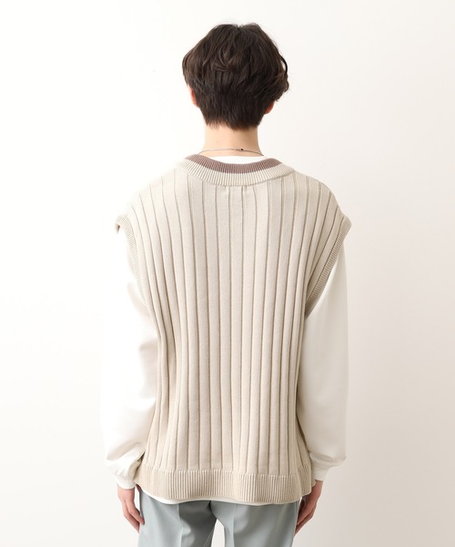 JUNRED(ジュンレッド)の「ライン配色Vネックベスト(ベスト・メンズ・ベージュ/ブルー系その他4・FREE)」の14枚目の写真